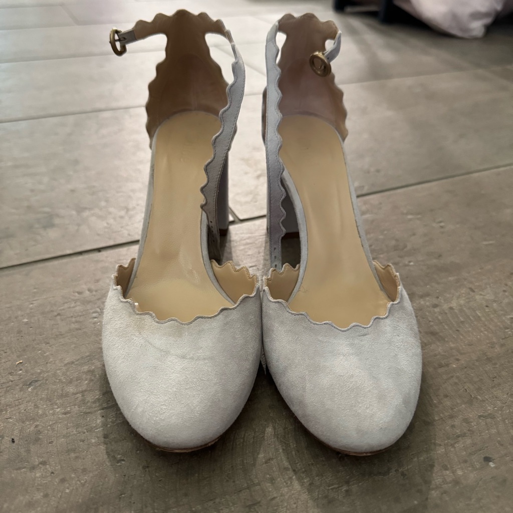 Chloe - Lauren Elephant Grey Ankle Strap Pumps